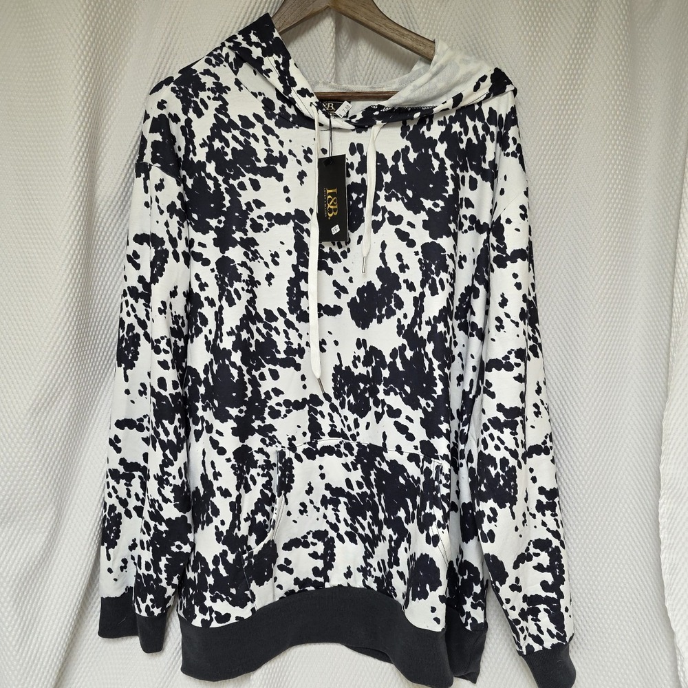 Lucky and Blessed  Plus 3X Navy and White Hoodie 100% Polyester